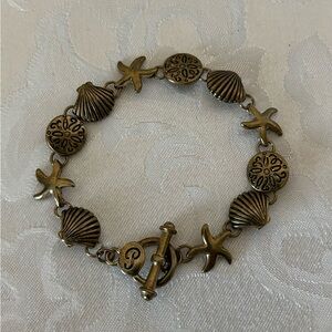 7.5 Inch Gold-Tone Nautical Bracelet, “P” Maker’s Mark